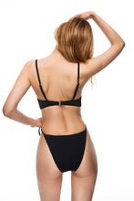 Load image into Gallery viewer, Venice rib-knit one-piece swimsuit black color back view