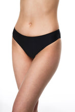 Load image into Gallery viewer, Santa Monica ruffle tie front bikini bottom black color front view