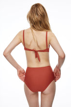 Load image into Gallery viewer, Seal front knot push up triangle bikini set red color back view
