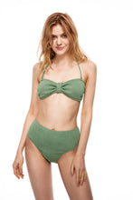 Load image into Gallery viewer, Laguna bow-style bandeau bikini set green color front view