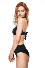 Load image into Gallery viewer, Laguna bow-style bandeau bikini set black color side view