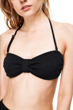Load image into Gallery viewer, Laguna bow-style bandeau bikini top black color front close view