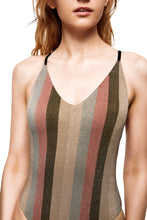 Load image into Gallery viewer, Summerland solid strip one-piece swimsuit top front view