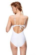 Load image into Gallery viewer, Women one-piece swimwear Avila Tropical Floral Print white back view
