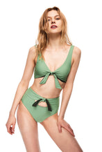 Load image into Gallery viewer, Reversible army green bikini set front view
