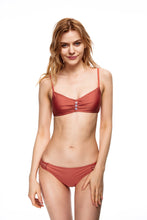 Load image into Gallery viewer, Ocean Lover front button bikini set red color front view
