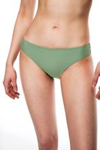 Load image into Gallery viewer, Santa Monica ruffle tie front bikini bottom green color front view
